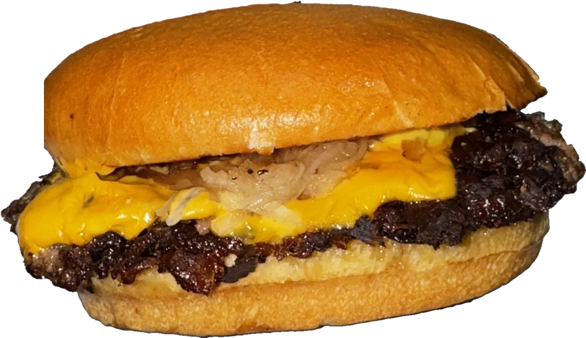 OklahomaBurger: vită smash, cheddar și ceapă pe chiflă brioche